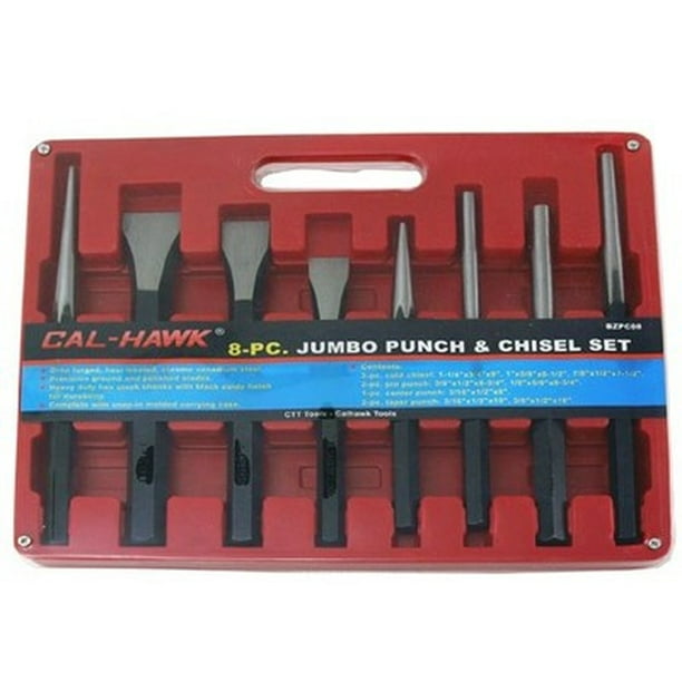 8 Piece HeavyDuty Jumbo Large Mechanic's Steel Metal Punch and Chisel