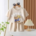 thumbnail image 2 of Little Boy Clothes Set Toddler Baby Boy Bear Bakery Print Short Sleeve T-Shirt & Solid Shorts 2-Piece Summer Outfit Toddler Boy Short Set, 2 of 6