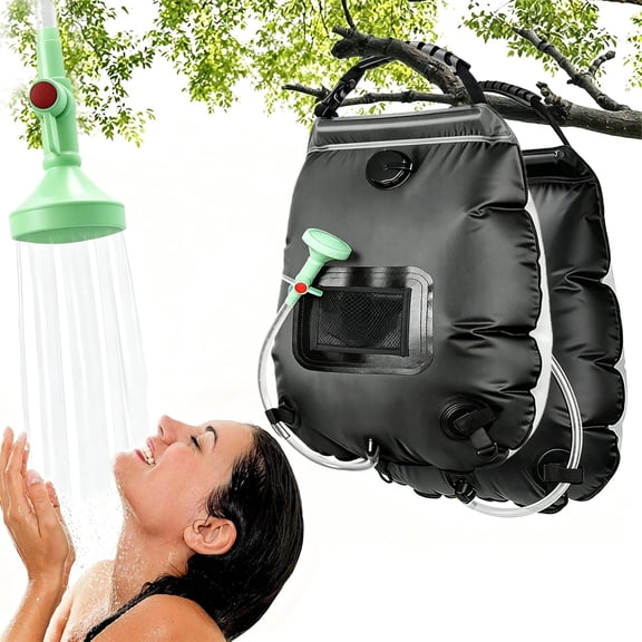 5 Gallon 20L Solar Heating Portable Shower Bag with Removable Hose & On/Off Switch Shower Head, Outdoor Solar Camp Shower for Beach, Swimming, Hiking, Travel & Outdoor Bath Use