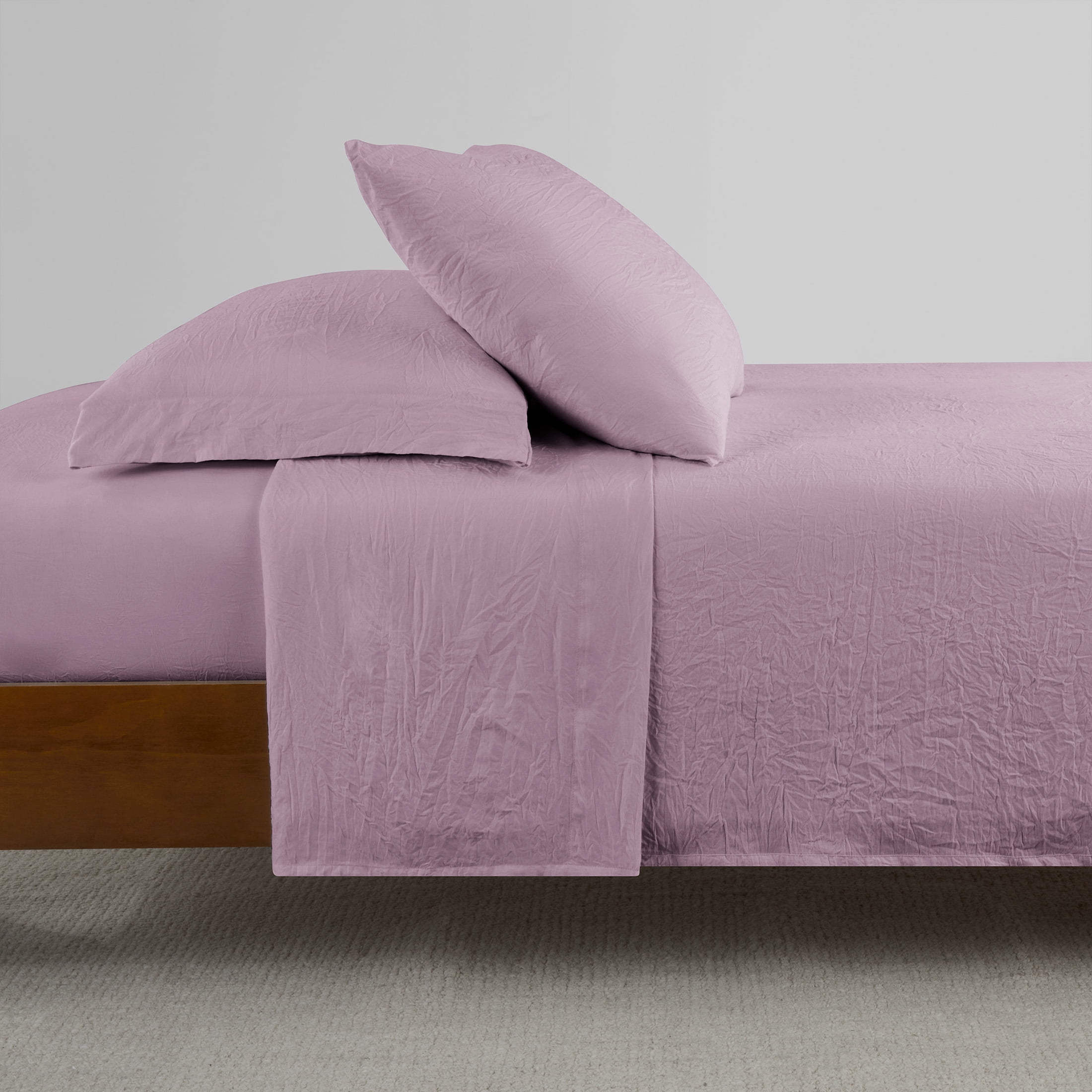 Mainstays Enzyme Washed Microfiber Bed Sheet Set, Hazy Purple, King, 4 Pieces