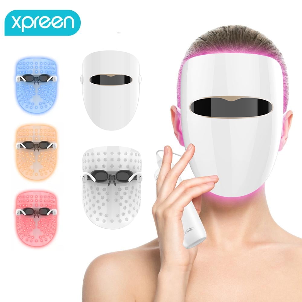 LED Face Mask Light Therapy, 3 Color LED Light Therapy Facial Skin Care