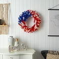 thumbnail image 4 of Nearly Natural 24in. Patriotic Red, White and Blue Americana Wreath with 35 Warm LED Lights, 4 of 5