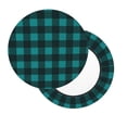 thumbnail image 2 of Picia Teal On Black Plaid Pattern Round Stool Covers Comfy Seat Covers Stretch Removable Washable Chair Slipcover Round Bar Chair Cushion Cover-14 inch, 2 of 7