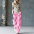 thumbnail image 6 of Asxite Womens Pajama Pants Plaid Print Elastic Waist Straight Leg Loose Breathable Bottoms, 6 of 7