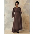 thumbnail image 4 of Women Brown Long Sleeve Modest Maxi Dress, Elegant A-Line Evening Gown, 4 of 6