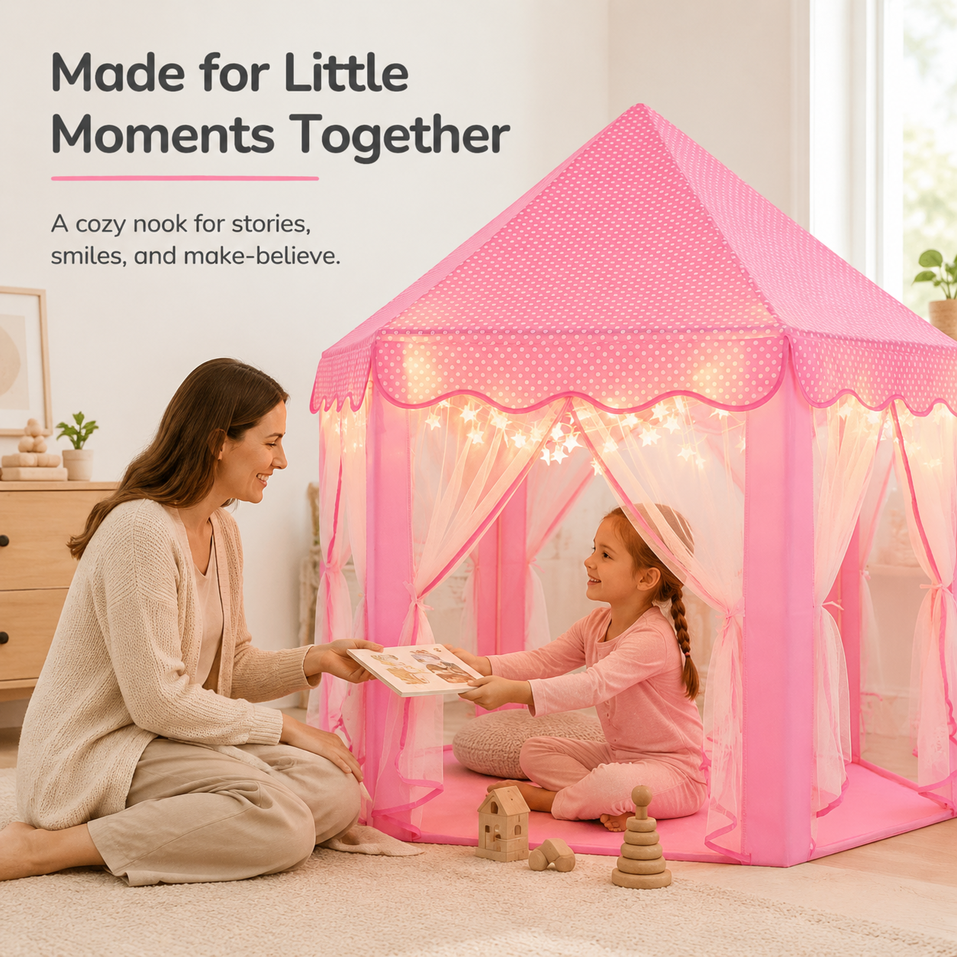Wilwolfer Princess Castle Kids Play Tent with Lights photo 7