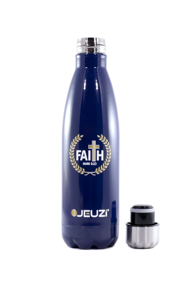 Water Bottle 17oz Insulated Stainless Steel BPA Free,  Alpha Navy JEUZi-NEW