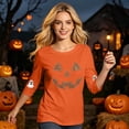 thumbnail image 4 of Halloween Womens Shirts 3/4 Sleeve Funny Pumpkins Print Crew Neck T-Shirts Halloween Costume Holiday Blouse, 4 of 6
