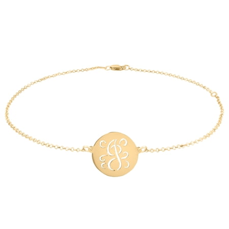Personalized Elegant Initial Anklet in 14Kt Gold Plated Sterling Silver