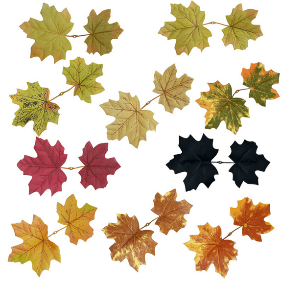 50 Pcs Artificial Maple Leaves Autumn Fall Leaves Bulk Assorted Garland for Craft,Wedding,Halloween Harvest Festival Flower Arrangement Decoration
