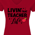 thumbnail image 4 of Inktastic Livin' That Teacher Life with Red Apple Women's V-Neck T-Shirt, 4 of 5