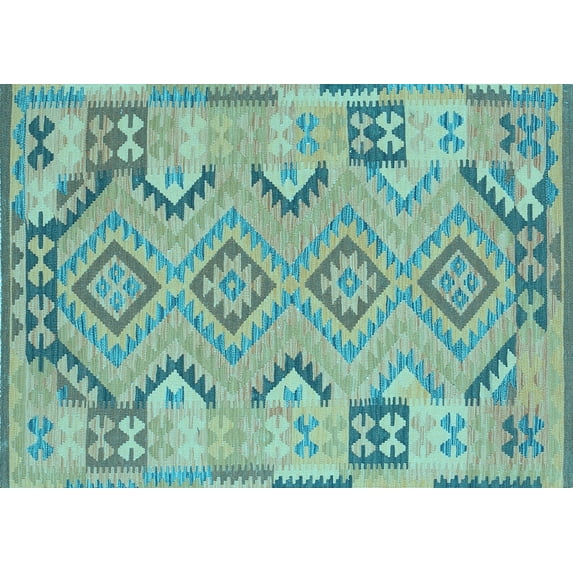 Ahgly Company Indoor Rectangle Persian Light Blue Traditional Area Rugs, 4' x 6'