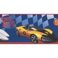 thumbnail image 1 of Speed Racer Race Cars Checkered Blue Wallpaper Border for Kids, Roll 15' x 6'', 1 of 3