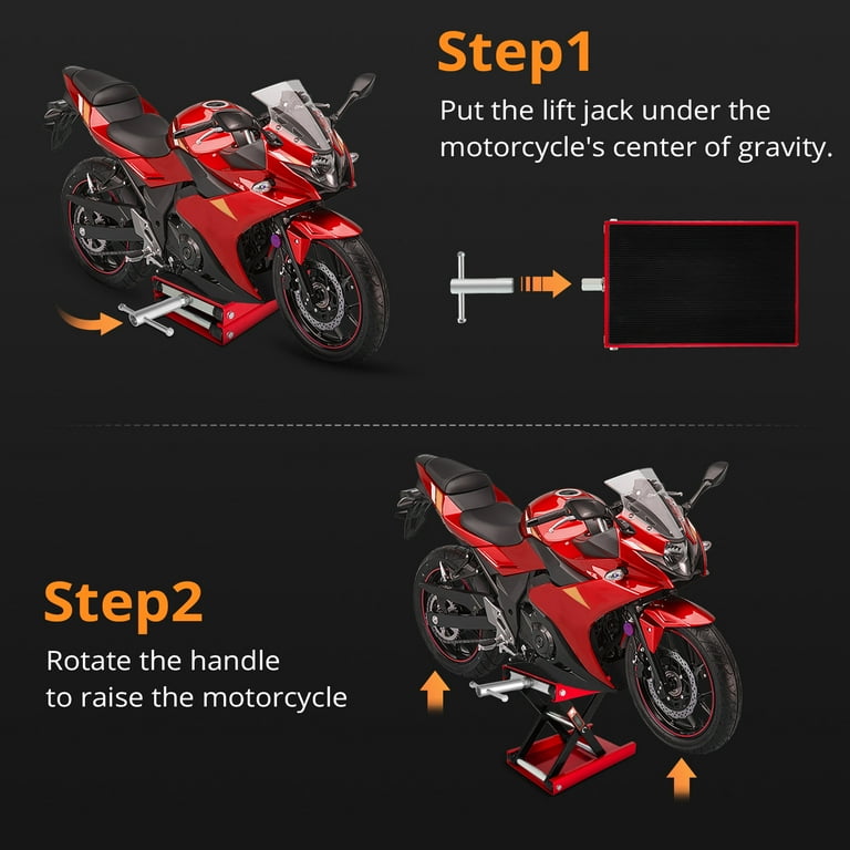 1100 Lbs Motorcycle Scissor Lift Jack With Wide Deck & Safety Pin