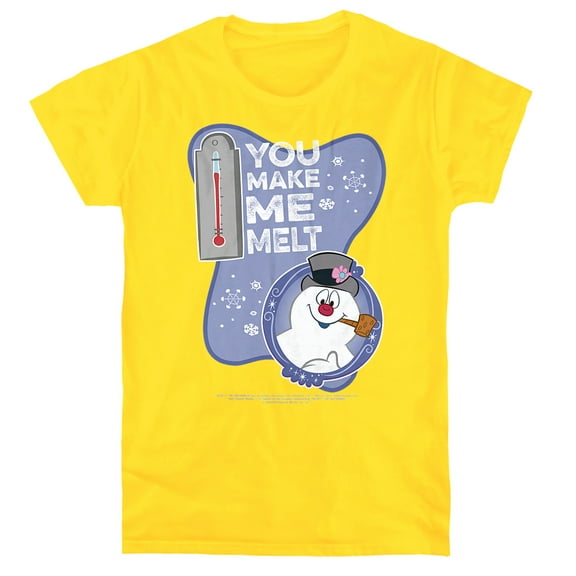 Frosty The Snowman Melt Women's T Shirt, Yellow, Small