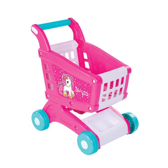 DOLU Unicorn Shopping Cart Toy with 16 Pretend Play Accessories Set for Kids 2  Years