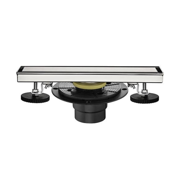 JERFIT 12-Inch Linear Shower Drain in Brushed Nickel, Stainless Steel Modern Trench Drain with Hair Catcher & Adjustable Feet