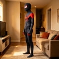 thumbnail image 4 of Hero Spider Pattern Brand New Day Black Halloween Costume Full Bodysuit Superhero Jumpsuit with Mask for Halloween Party Role Play Show Black 100, 4 of 6