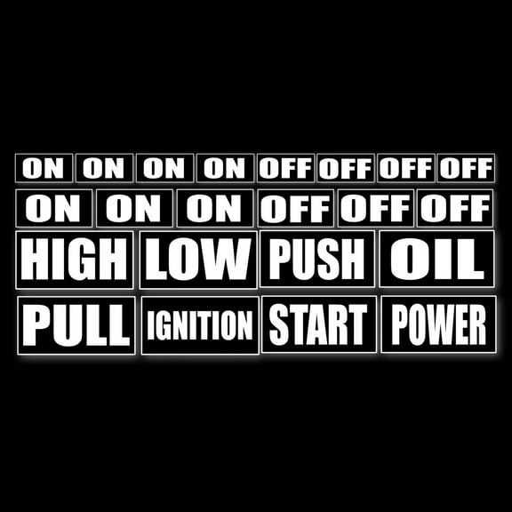 On Off Switch Button Kit Vinyl Stickers White Model