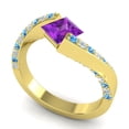 thumbnail image 2 of 1.25 Carat Princess Cut Amethyst & Blue Topaz Gemstone Stylish Ring for Birthday Gift 14K Yellow Gold Size 9.5 by Diamond-Capitals, 2 of 8