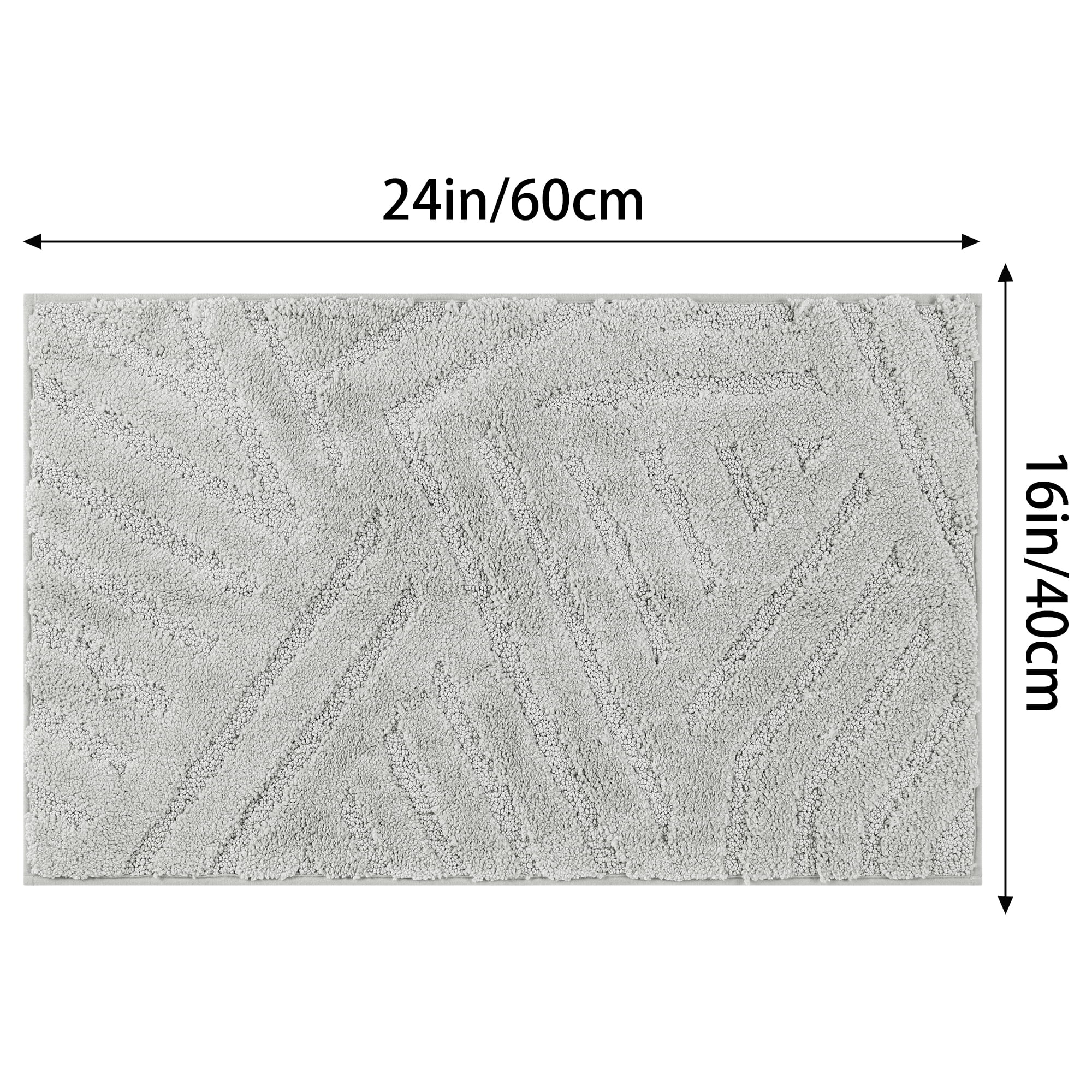 Unique Bargains Bathroom Rugs Non Slip Bath Mat Geometric Soft Mat Washable Carpet Light Gray 16*24in