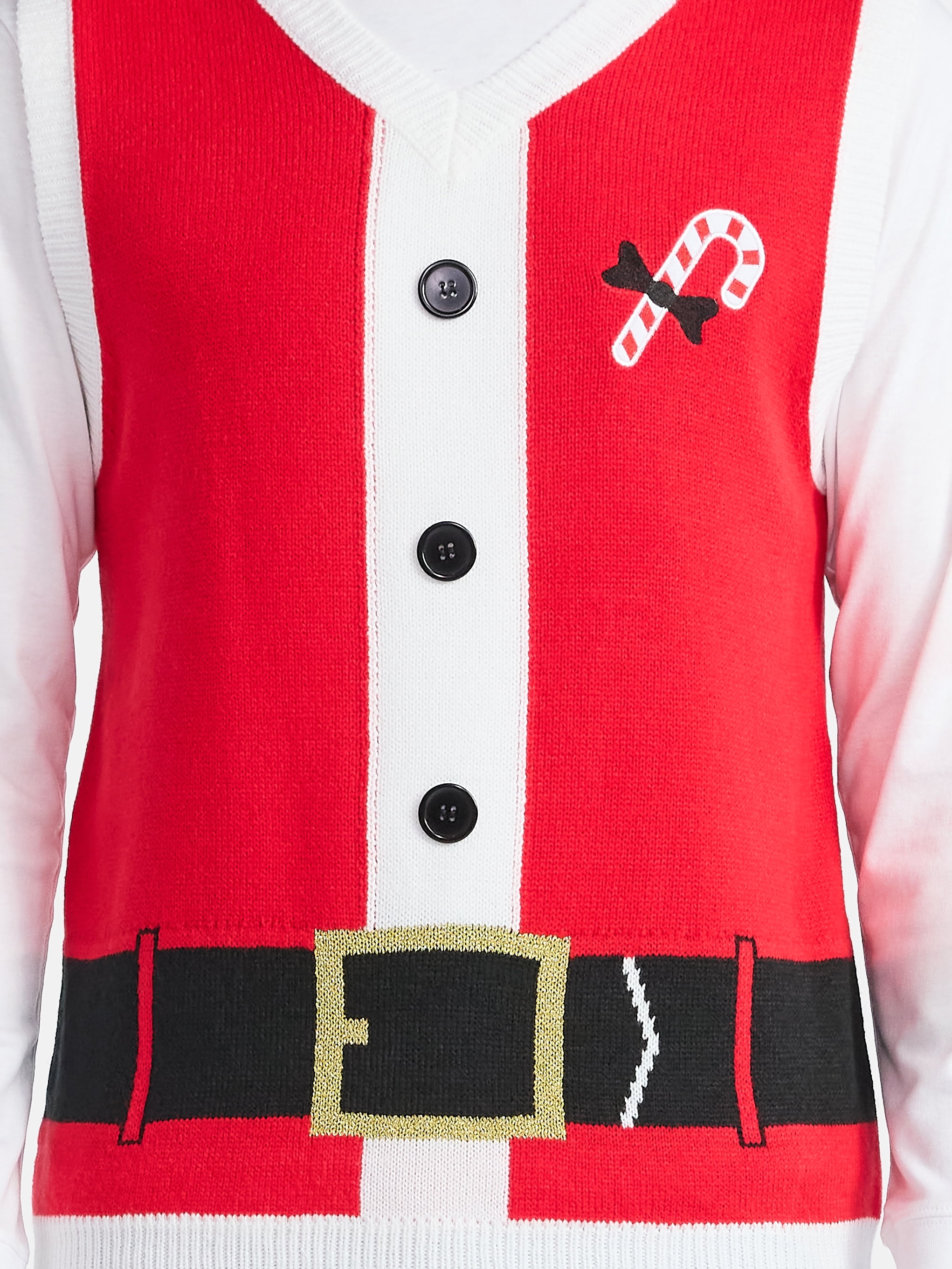 Jollidays Men's V Neck Santa Holiday Sweater Vest, Sizes S-3XL