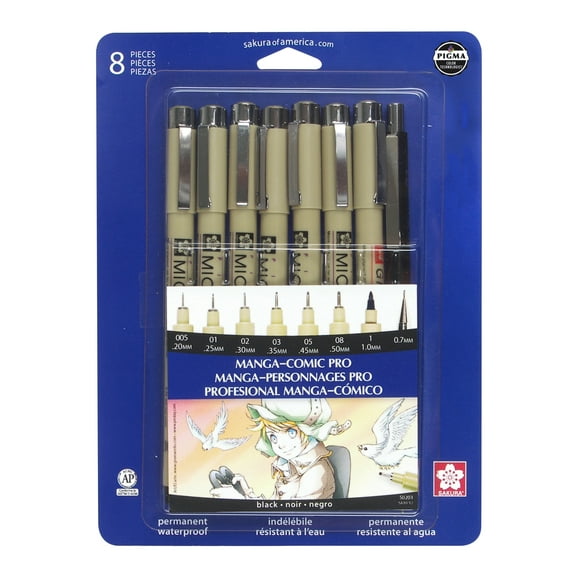 Sakura Pigma Manga-Comic Pro Sketching & Inking Set, 8-Pieces