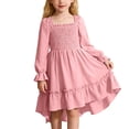 thumbnail image 2 of Fozruso Girls High Waist Dress Summer Girls Dress With Square Neck Flutter Sleeves And Flared Hem Elegant Ruffle Trim Boho Length Party Dress For Toddler Kids Sizes 9-10 Years, 2 of 6