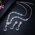 thumbnail image 6 of Green CZ Flower Water Drop Bridal Wedding Necklace Earrings Costume Jewelry Set, 6 of 6