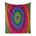 thumbnail image 1 of Art Abstract Soft Flannel Fleece Throw Blanket, Modern Rope Look Spiral Vortex in Rainbow Colors Colorful Design Print, Cozy Plush for Indoor and Outdoor Use, 50" x 70", Multicolor, by Ambesonne, 1 of 5