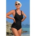 thumbnail image 5 of Beautyin Sexy Monokini Swimwear Tummy Control One Piece Swimsuits for Women Ruched Bathing Suits Strappy V Neck Monokini, 5 of 7