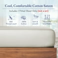 thumbnail image 2 of California Design Den King Size Fitted Sheet Only, Softest 400 Thread Count 100% Cotton Sateen, Deep Pocket, All-Around Elastic, Side Indicators - Ivory, 2 of 7