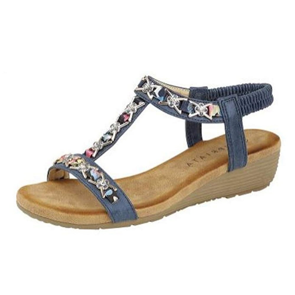 Ladies Cipriata L072 Jewelled Sling Back Wedged Sandals 