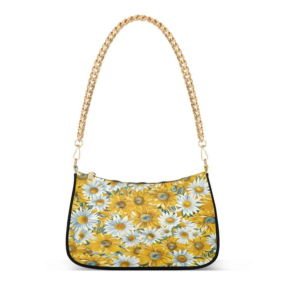 Ryvnso Sunflowers Yellow Womens Chain Shoulder Bag Tote Handbags Clutch Hobo Purse with Zipper for Travel