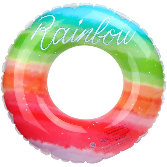 CPDD Inflatable Swim Tubes,Summer Inflatable Pool Float 35.43" with Rainbow Color Beach Pool Water Toys Swim Ring for Kids Toddlers Adults - -