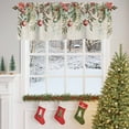 thumbnail image 3 of Curtain Valance for Windows,Xmas Ball Poinsettia Eucalyptus Snow Kitchen Valances Rod Pocket Short Curtains,Winter Berry Retro Linen Window Treatment Panel for Bedroom Bathroom 54x18in, 3 of 7