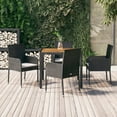 thumbnail image 1 of vidaXL 5 Piece Garden Dining Set with Cushions Black Poly Rattan, 1 of 5