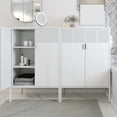 thumbnail image 3 of Elegant Metal Storage Cabinet with Legs, 2 Door Metal Locker Style Accent Storage Cabinet with 2 Adjustable Shelves for Home,Office,Entryway,White, 3 of 7