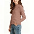 thumbnail image 5 of Acaics Girls' Long-Sleeve Layering T-Shirt: Solid-Color Modal Long-Sleeve Crew Neck Casual High-Neck Top, Ages 1–13, 5 of 7