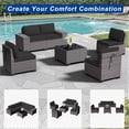 thumbnail image 4 of ASJMR 6 Pieces Patio Outdoor Furniture Set All-Weather Rattan Wicker Conversation Outside Sectional Sofa Chair Set with Cushions & Coffee Table,Black, 4 of 10