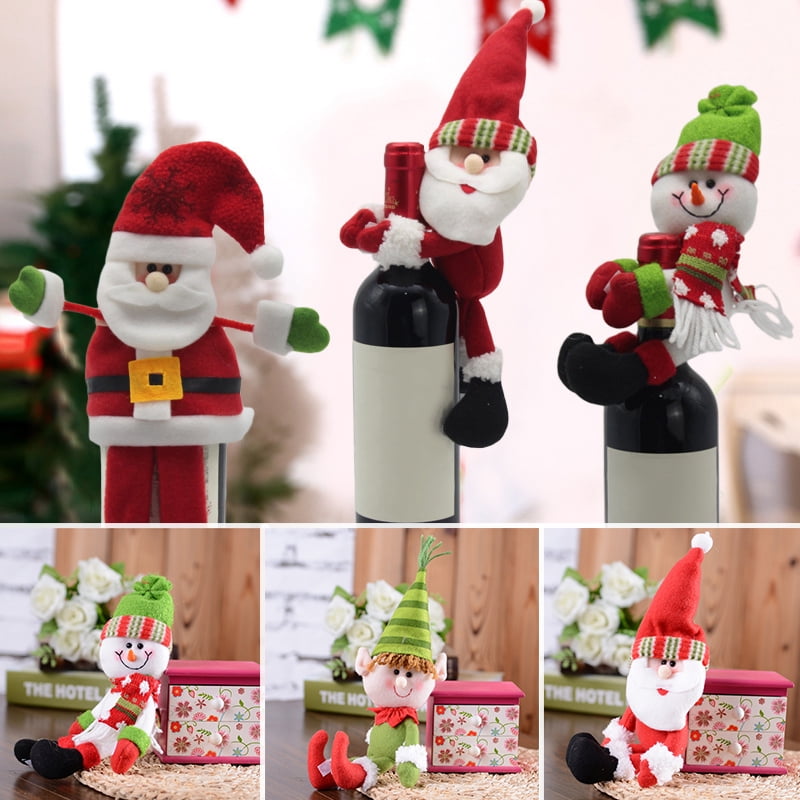Christmas Santa Snowman Elf Wine Bottle Cover Table Party Decor Ornaments Newest 