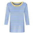 thumbnail image 5 of Dndkilg 3/4 Length Sleeve Shirts Women Elbow Crew Neck Fited T Shirts Petite Striped Slim Fit Cute Summer Tops and Blouses Plus Size, 5 of 5
