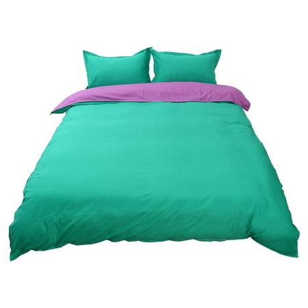 Piccocasa Pure Green Purple Duvet Pillow Case Quilt Cover Bedding