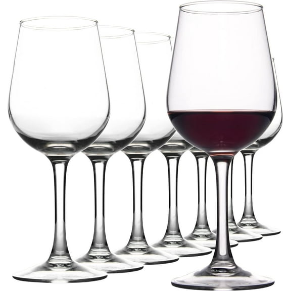 Fully Tempered Wine Glasses, Shock Resistant Wine Glass Set for Red or White Wine, Dishwasher Safe Stem Glasses for Restaurants, Bars, Home (Set of 8, 15.5 oz)