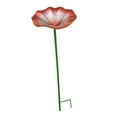 thumbnail image 2 of Baño para pájaros, comedero para pájaros de pie con forma de flor, decoración metálica decorativa, comedero para pájaros para jardín, patio, césped, rojo, 2 of 8