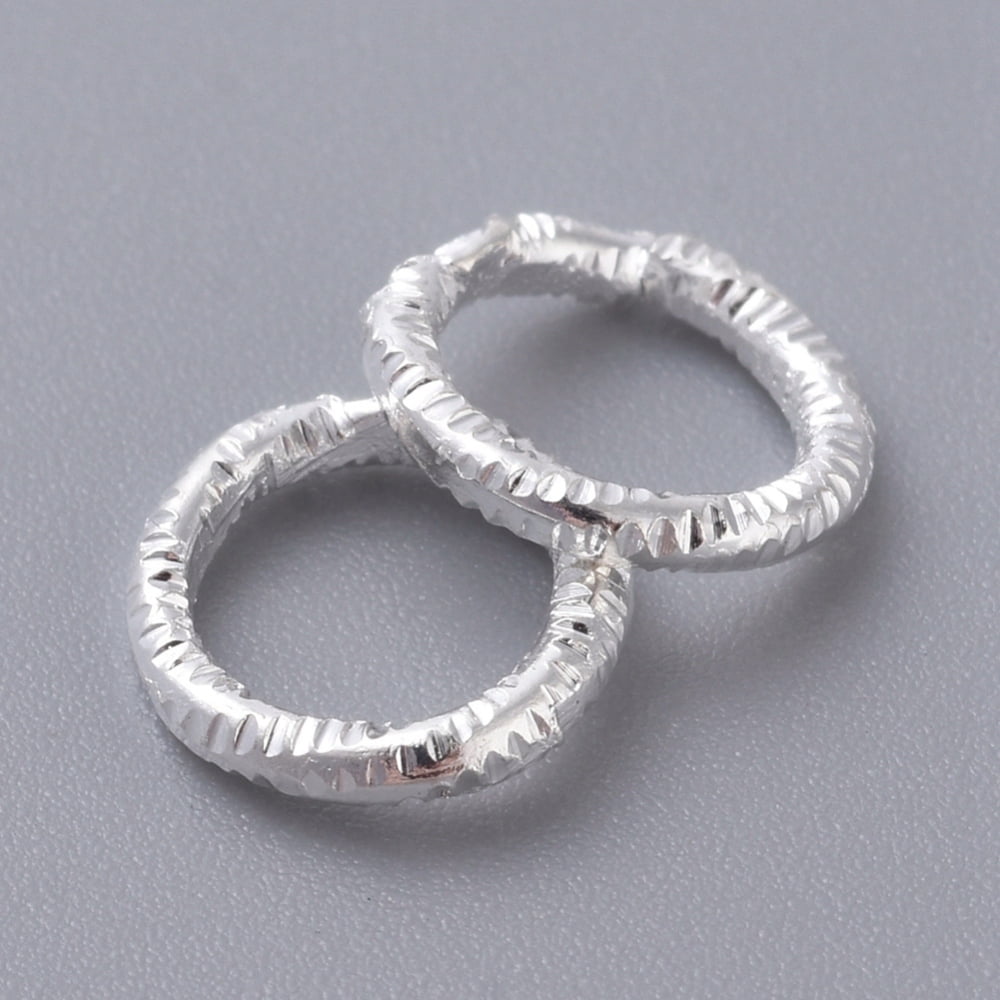 Iron Textured Jump Rings Open Jump Rings for Jewelry Making Silver 7.5~8.5x1mm 18 Gauge Inner Diameter: 5.5mm 2000pcs/bag