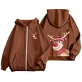 thumbnail image 4 of WILLBEST Sudadera Deportiva para Mujer Ladies' Christmas Printed Zipper Long Sleeved Pocket Adjuststring Casual Hooded Sweatshirt 2246 Chica​​, 4 of 8