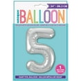 thumbnail image 4 of Unique Industries Foil Big Number 5 Shaped 34" Silver Solid Print Party Balloon, 4 of 4