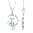 thumbnail image 4 of Rosec Jewels Cat on Moon Pendant with Diamond for Women (HI-SI Quality) - with Chain - Ready to Gift with Jewelry Box, 10K White Gold, 4 of 8