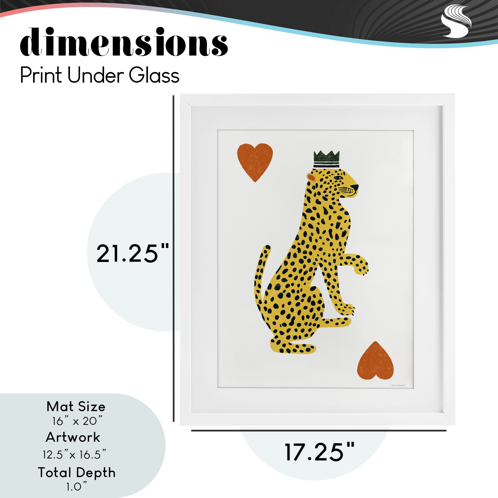 Leopard & Hearts Card White Framed Print Under Glass, design by Svetlana Aleynikova